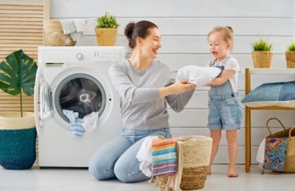 family doing laundry